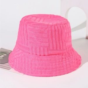 Pink Checkerboard Pattern Velvet Bucket Hat OS New